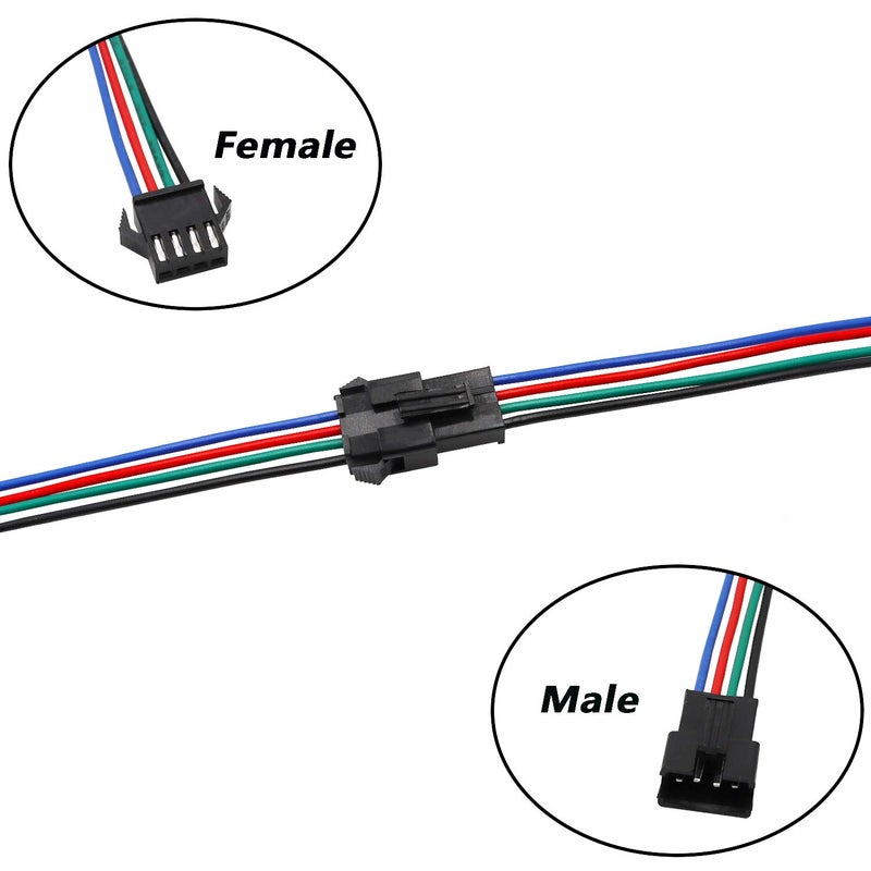 mxuteuk 20 Pairs 22 AWG JST SM Plug 4 Pin Male to Female LED Wire Connector Adapter Electrical Cable 150mm for Led Strip 5050 3528 - Image 2